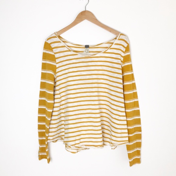 FREE PEOPLE We The Free Mix It Stripe Mustard Top - Picture 2 of 8